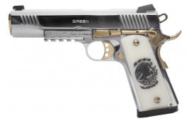 MKE Firearms 391053 MC1911S Liberador II CHROME/GOLD Engraved 9rd