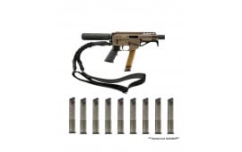 Freedom Ordnance FX-9 9mm Promo Pistol Pkg, 4" Bbl, Billet Rec's, M-Lok Rail, FDE, W/Sling, 10-32 Rd ETS Glock Type Mags, & FX9 Foregrip - FX9P4T-FDE 