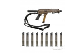 Freedom Ordnance FX-9 9mm Promo Pistol Pkg, 8" Bbl, Billet Rec's, M-Lok Rail, FDE, W/Sling, 10-32 Rd ETS Glock Type Mags, & FX9 Foregrip - FX9P8T-FDE 