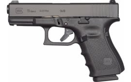 Glock 19 Gen 4 9mm Semi-Automatic Pistol, 4.02" Barrel, 3-15 Round Magazines, Modular Back Strap, Case, New Production GLOCK Perfection - UG1950203 