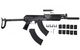 Pioneer Arms GROM Series Semi-Auto 7.62x39 AK-47 Style Rifle W/ Quad Rail Handguard & Underfold Stock, Faux Suppressor, 2-30 Rd Mags, POL-AK-GROM-FT-UF-R