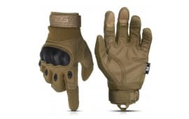 Glove Station Combat Hard Knuckle Full Finger Tactical Gloves - Tan - Large - GS-258-TN-L