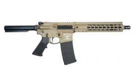 Brigade Manufacturing AR-15 Pistol Forged Receiver 5.56 Caliber, 10.5" Barrel, Cerakote FDE, 10" U-Loc Rail, A2 Flash Hider