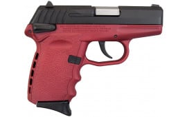 SCCY CPX-1 CBCR 9mm Pistol, w/ Safety, Black Slide on Crimson, DAO 10+1 w/ 2 Mags 