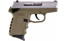SCCY CPX-1 TTDE 9mm Polymer Frame Pistol w/ Safety, Satin Stainless Slide on Dark Earth, DAO 10+1 w/ 2 Mags