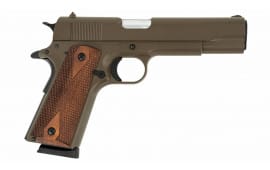Tisas .45 ACP Semi-Automatic 1911 Pistol, 5" Barrel, (2) 8 Rd Mags, 70 Series Internals, 2 Grip Sets, Patriot Brown Cerakote Finish - 1911A1PATRIOT