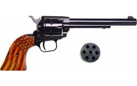 Heritage Rough Rider Revolver .22 LR/22 Mag Combo 4.75" Blued with Burnt Wood American Flag Grips - RR22MB4WBRN7