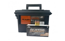 CCI Blazer Brass 9MM Ammo,124 Gr FMJ, Brass Case, Boxer Primed, Non-Corrosive, Reloadable, 450 Rounds in A Reusable Ammo Can - CCI-9-5201-450-CAN