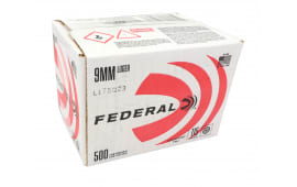 Federal 9mm Luger Ammunition, 115 Grain, Brass Cased, Boxer Primes, Re-Loadable, Non-Corrosive, 500 Round Bulk Packed Case - FAC9115A500