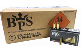 Best Performance ShotShell - 9x19mm Para (9mm Nato) Pistol Cartridges - 124 Grain, FMJ, Brass Cased, Boxer Primed, Reloadable, Non-Corrosive,1000 Round Case - BPS9MM124FMJ