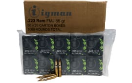 Igman - Case .223 Remington - 55 Grain - Full Metal Jacket, Brass Cased, Boxer Primed, Non-Magnetic, Non-Corrosive - 3231 FPS -1000 Rounds - IGMAN223B