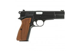 Inglis 12000009 P-35 Hi-Power 9mm Semi-Auto Pistol, 15+1, 4.70" Black Steel Barrel, Black Chrome Serrated Steel Slide & Frame w/ Wood Checkered Grips