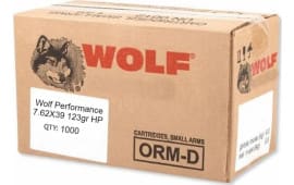 Wolf Performance 7.62x39 1000 Round Case - 122 GR Hollow Point Ammo, Steel Case, Non Corrosive - 1000 Rds. 