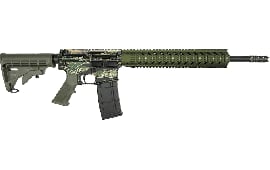 RGuns RGQ Semi-Automatic AR-15 Rifle 16" Heavy Barrel .223/5.56NATO 30rd - YHM Flash Suppressor - Free Float Rail - Tiger Stripe / OD Green Finish