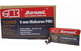 Barnaul 9X18 Makarov - 94 Grain FMJ Ammunition - PolyCoated Casing - 50 Rounds/Box - 1000 Round Case