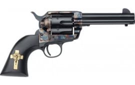 Pietta  1873 Hand Of God .357 Magnum 4.75 Barrel 6rd Revolver - Black Synthetic Grips W/ Gold Crucifix Medallion  (HF357HOG434NM)