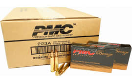 PMC 223A  Ammunition, Case, Bronze Target 223 Remington, FMJ Boat Tail 55 GR - Brass, Boxer, Non-Corrosive, Reloadable - 1000 Rounds