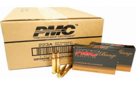 PMC 223A  Ammunition, Bronze Target 223 Remington, FMJ Boat Tail 55 GR - Brass, Boxer, Non-Corrosive, Reloadable - 500 Rounds in A Reusable Ammo Can