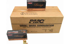 PMC 9A Bronze Target 9mm Ammunition 115 GR FMJ, Brass Cased, Boxer Primed, Reloadable - 1000 Round Case