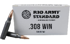 Red Army Standard AM3090 308 Win, 150 GR FMJ Lead Core Ammo, Non-Corrosive, Berdan Primed - 20rd Box