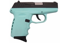 SCCY CPX-2CBSB, 9mm Polymer Frame Pistol, Blued Steel Slide on SCCY Aqua Blue Finish, DAO 10+1 w/ 2 Mags