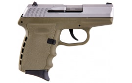 SCCY CPX-2 TTDE 9mm Polymer Frame Pistol, Satin Stainless Slide on Dark Earth, DAO 10+1 w/ 2 Mags 