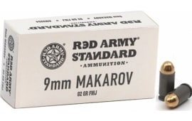 Red Army Standard Case AM3264, 9x18 Makarov Ammunition, Steel Case, Coated, 92 Grain, Full Metal Jacket - 1000 Rounds