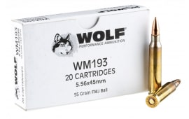 Wolf Performance Gold 5.56x45 55 GR Premium Grade FMJ Ammo - 1000 Round Case - Brass, Boxer, Noncorrosive, Re-Loadable. 