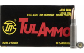 Tulammo TA308150 Centerfire Rifle 308 Win/7.62 NATO 150 GR FMJ - 20rd Box -  Russian Tula Ammunition