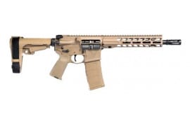 Stag Arms Stag 15 Tactical Semi-Automatic AR-15 Style Pistol with 10.5" Nitride 5.56x45mm Barrel, SBA3 Brace - FDE- STAG15001822