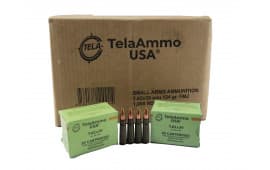 TelaAmmo Brand 7.62x39 FMJ Ammunition, 124 Grain FMJ, Steel Case, Laquer Coated, Berdan Primed, Non-Corrosive. 20 Rds/Box, Mil-Spec -1000 Round Case. 