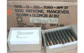 DAG Mfg 7.62X51 Blank Cartridges - Plastic-Cased, Berdan Primed, Non-Corrosive - 1000 Round Case
