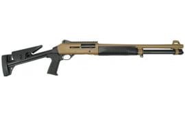 Ermox X-Defense-TN Semi-Auto M4 Type Tactical Shotgun, 12 Ga, Gas Piston Operated, 5+1, 18.5" Bbl, Fiber Optic Front Sight, Choke Set, Tan Cerakote, 