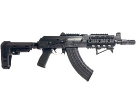 Zastava ZPAP92 Tactical AK Pistol 10" Barrel 7.62X39 30rd - W/ SBA3 Brace, Quad Rail, Night Brake, UTG Angled Foregrip - ZP92762TACM