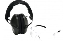 Pyramex VGCOMBO310 Low-Profile Combo Kit Scratch Resistant Clear Lens & Frame with Rubber Temple Tips, OD Green Low-Profile Earmuffs