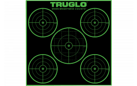 TruGlo TGTG11A25 Tru-See 5-Bull Target Black/Green Self-Adhesive Heavy Paper Universal Fluorescent Green 25 Pack