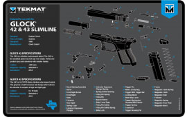 TekMat TEKR17GLOCK4243BL Glock 42/43 Cleaning Mat Black/Blue/White Rubber 11" x 17" - Designed For Use With Glock 42/43