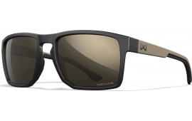 Wiley X Founder Eye Protection Sunglasses Matte Black/Tan Captivate Tungsten Mirror Lens Polycarbonate Removable Side Shields.