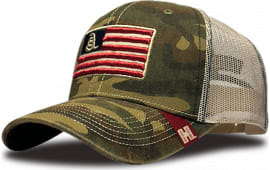 Hornady Trucker Cap Camo Gadsden Flag Patch, Adjustable Velcro Closure, 6 Panel Construction