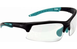 Walker's GWPTLSGLCLR Sport Glasses  99% UV Rated Polycarbonate Clear Lens with Black Half Frame & Teal Accents for Adults
