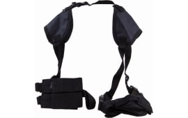 Bulldog Deluxe Shoulder Holster System Black Nylon Ambidextrous Fits Most 1911 Style Autos, Double Mag Pouch.
