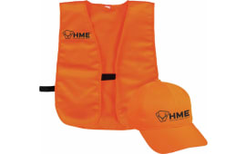 GSM Outdoors HME Safety Vest/Hat Combo Apparel Blaze Orange, 100% Polyester, Hook-n-Loop Closure.