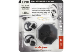 SureFire EP10BKMPR EP10 Sonic Defenders Ultra Max Medium 30 dB Full Block Style Black Foam Tips for Adults 1 Pair