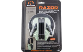 Walker's GWP-RSEM-SGN Razor Slim Electronic Muff 23 dB Over the Head Polymer Sage Green Ear Cups with Black Headband & White Logo Adult