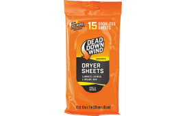 Dead Down Wind 1113 Dryer Sheets  Odor Eliminator Odorless Scent 15 Per Pkg