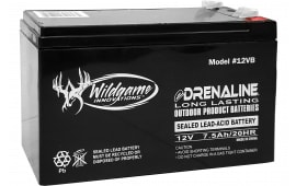 Wildgame Innovations Edrenaline Rechargeable Battery 12V Sealed Lead Acid 7.5Ah Tab Style Black.