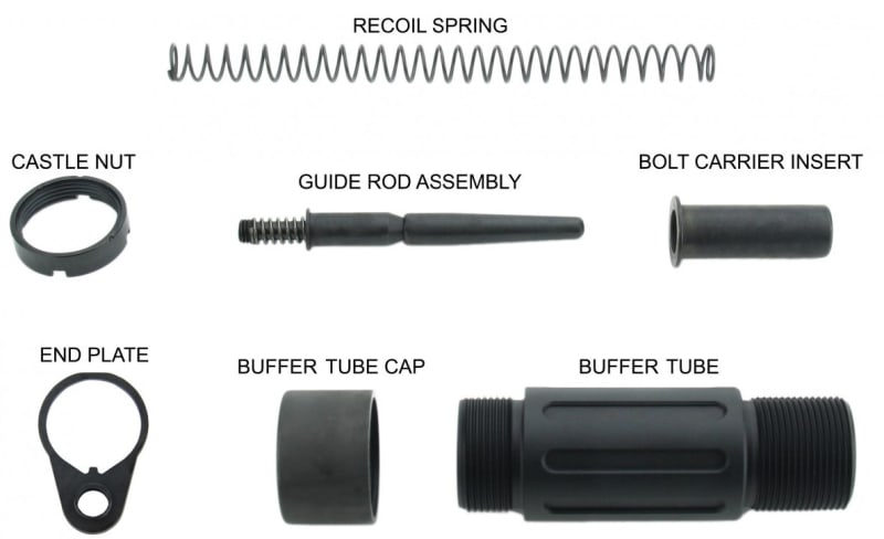 Tacfire Short Buffer Tube System for AR-Style Pistols - Black, Compact Comfort - MAR139-C