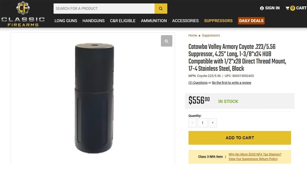 Suppressors With No NFA Tax Stamp