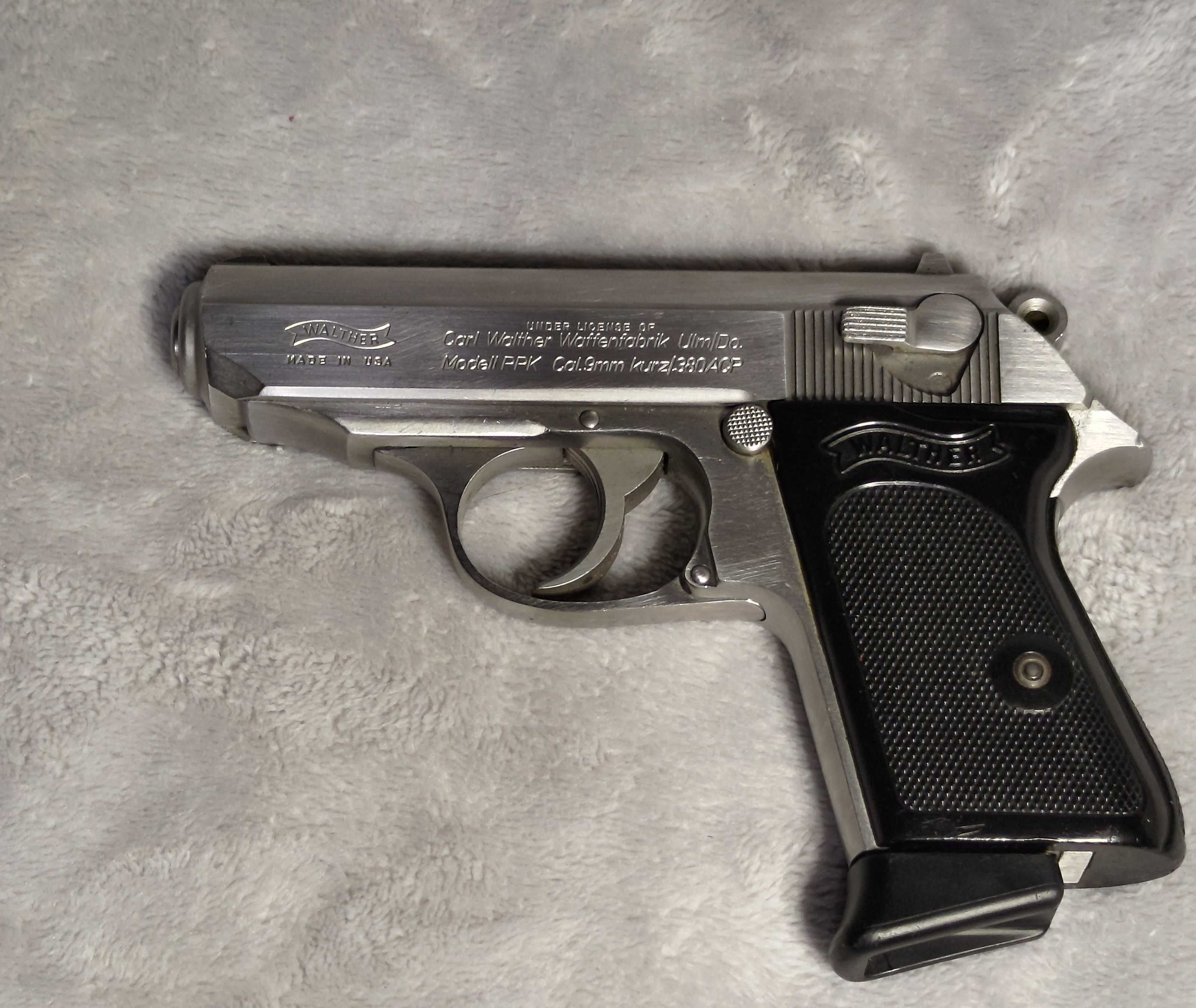 Closeup of the Walther PPK in .380 ACP